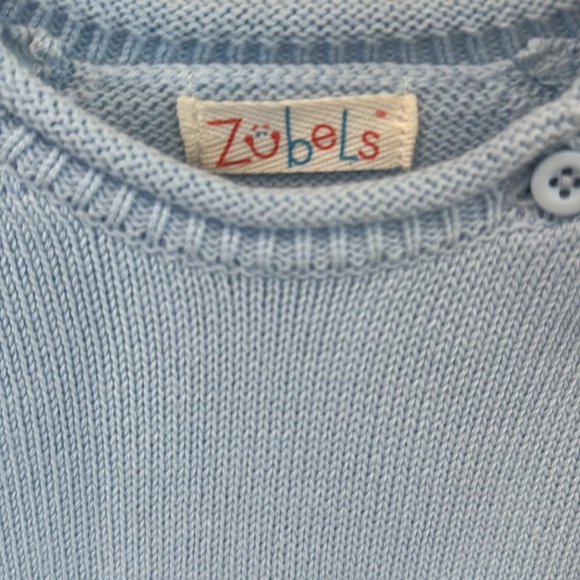 Zubels Blue Striped Rollneck Cotton Sweater with Red Car Design Size 4 - Picture 3 of 3